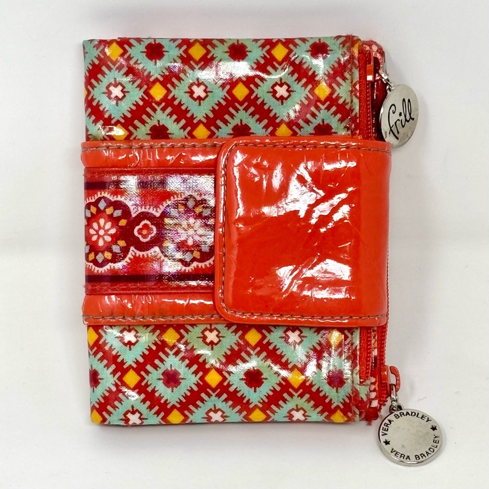 Vera Bradley G2G Frill Bifold Wallet Coin Purse "Paprika" Coated Fabric
